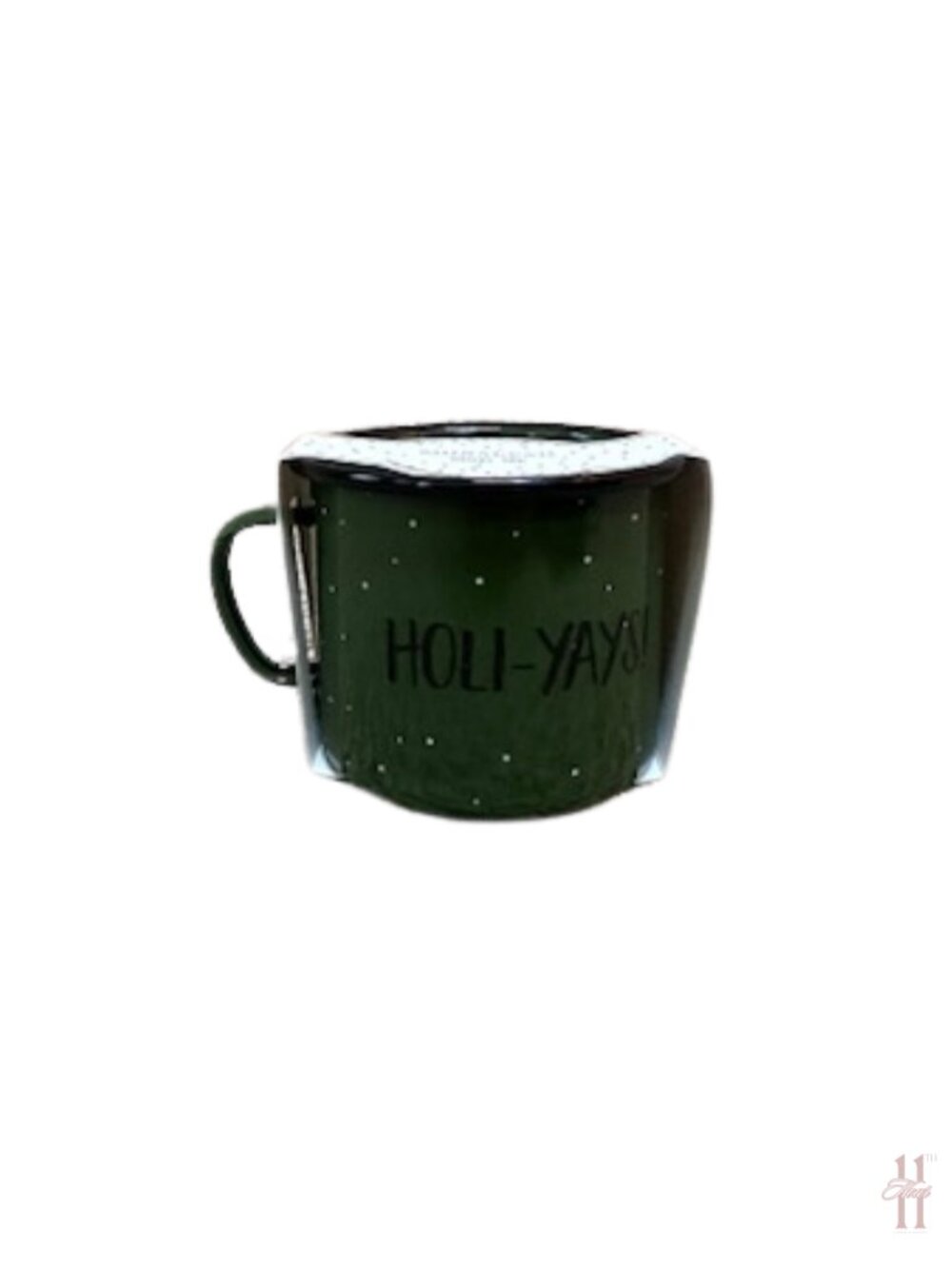 NEW Shiraleah Holi-Yays! Green Enamel Mug - Set of 4